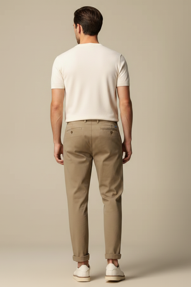 Pantalon Fluide Kaki Coton Décontracté Homme - vue 2