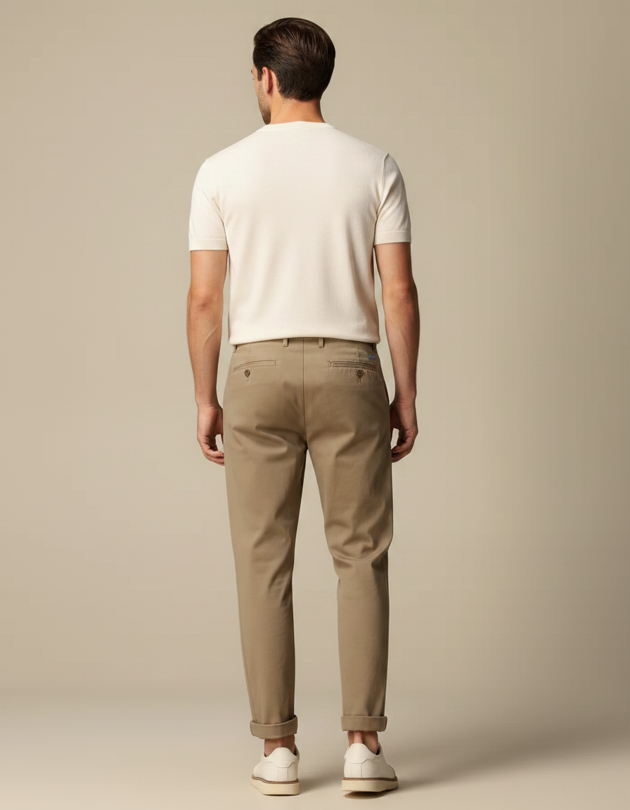 Pantalon Fluide Kaki Coton Décontracté Homme - vue 2