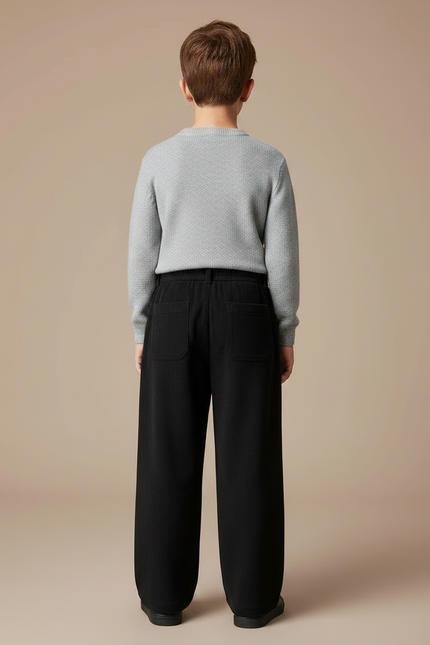 Pantalon Fluide Noir Ample Confortable Décontracté Cordon - Cordé - vue 2