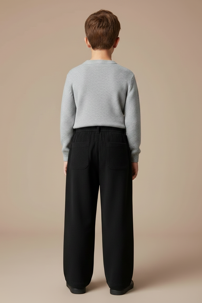 Pantalon Fluide Noir Ample Confortable Décontracté Cordon - Cordé - vue 2