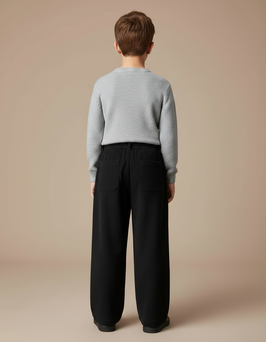 Pantalon Fluide Noir Ample Confortable Décontracté Cordon - Cordé - vue 2