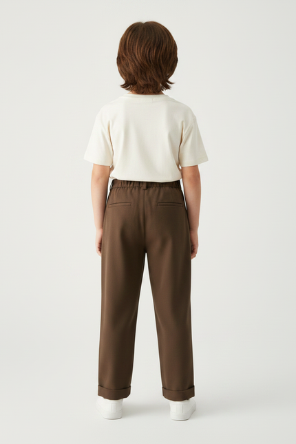 Pantalon Fluide Garçon Marron Coupe Ample Viscose - Gabardine - vue 2