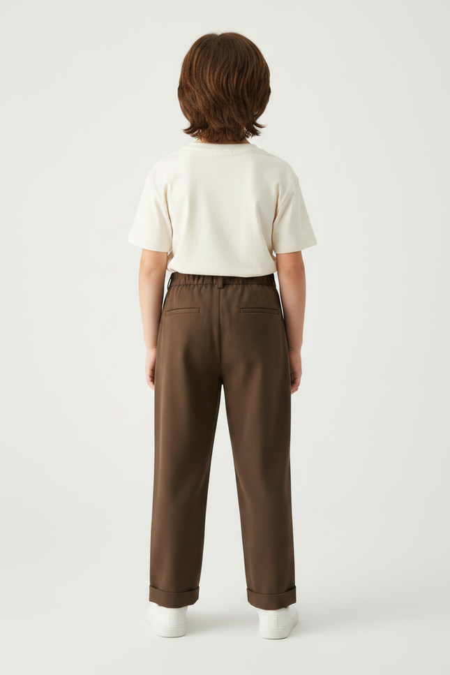 Pantalon Fluide Garçon Marron Coupe Ample Viscose - Gabardine - vue 2