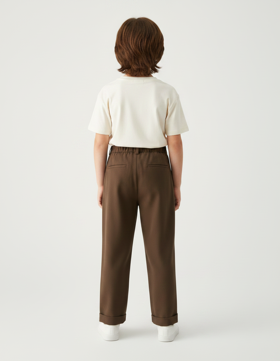 Pantalon Fluide Garçon Marron Coupe Ample Viscose - Gabardine - vue 2