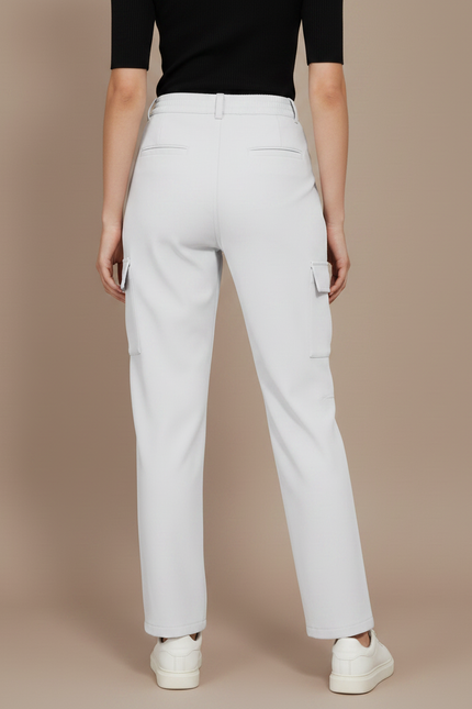 Pantalon Fluide Cargo Gris Clair Décontracté Femme - Polyester - vue 2