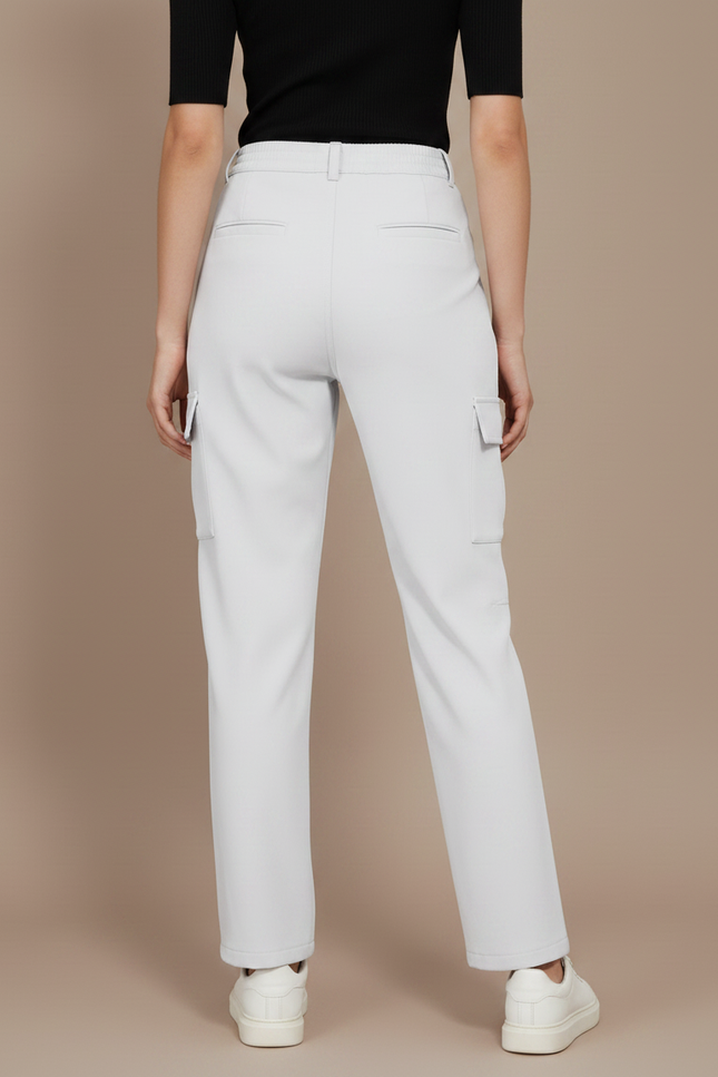 Pantalon Fluide Cargo Gris Clair Décontracté Femme - Polyester - vue 2