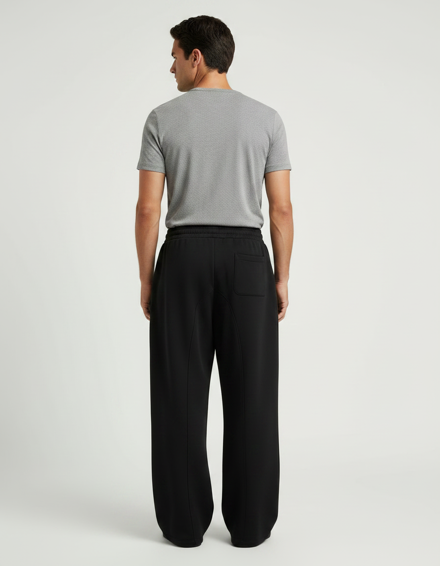 Pantalon Fluide Noir Ample Imprimé Sakura Homme - Molleton - vue 2