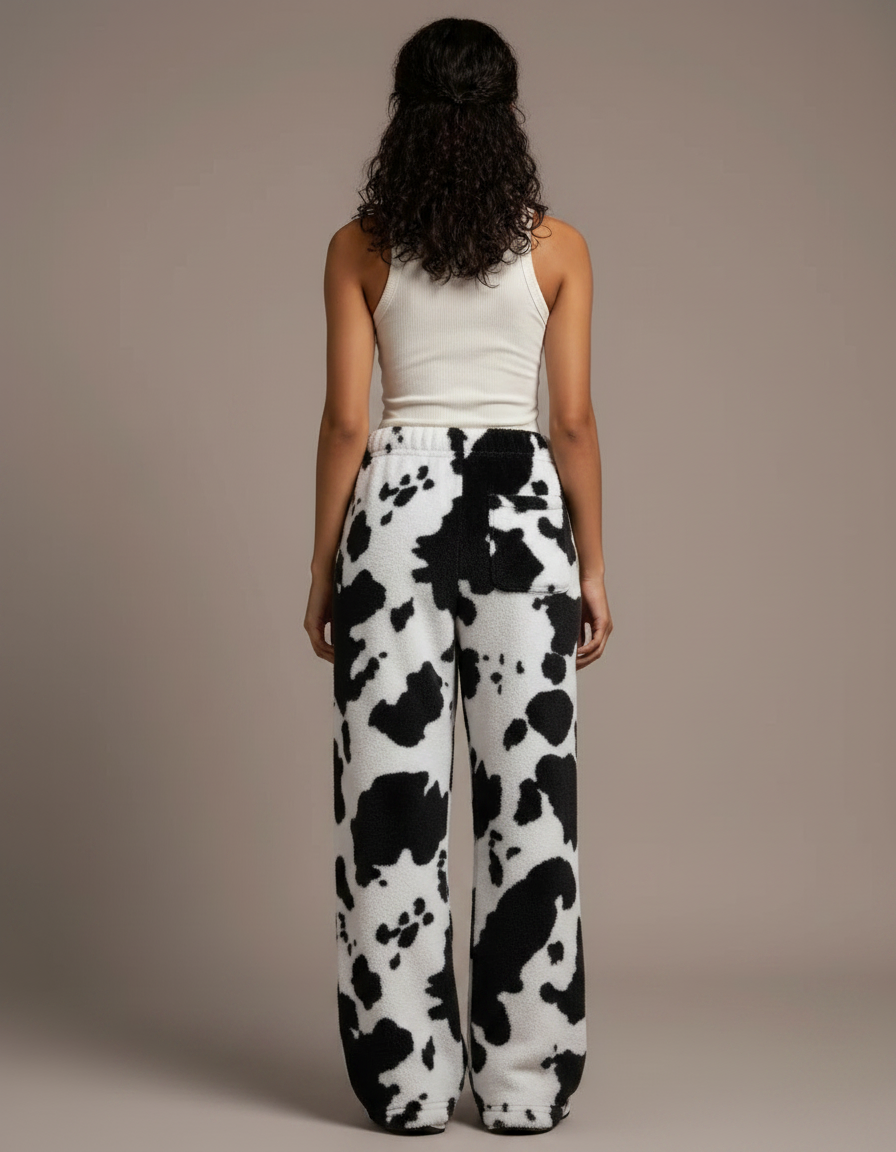 Pantalon Fluide Imprimé Vache Ample Doux Confortable - Molleton - vue 2