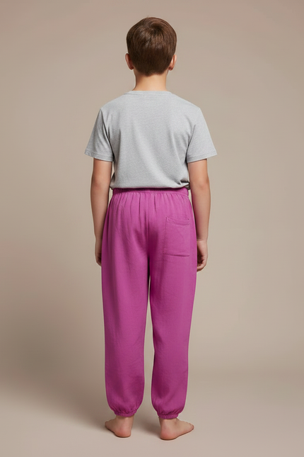 Pantalon Fluide Fuchsia Coton Ample Léger Enfant - Rose - vue 2