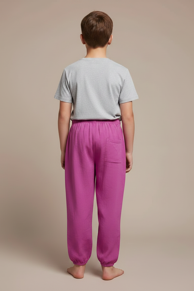 Pantalon Fluide Fuchsia Coton Ample Léger Enfant - Rose - vue 2