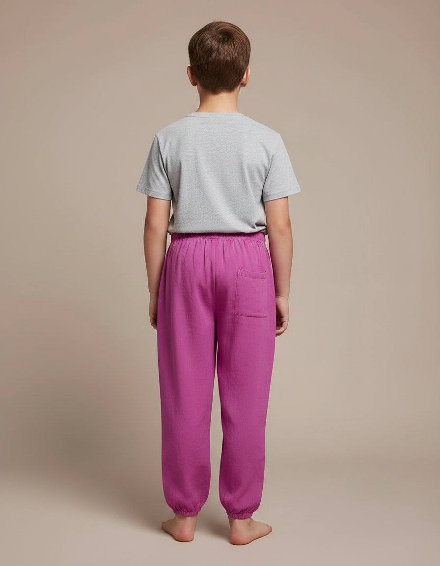 Pantalon Fluide Fuchsia Coton Ample Léger Enfant - Rose - vue 2