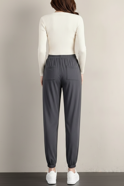 Pantalon Elastique Fluide Femme - Gris Viscose - vue 2