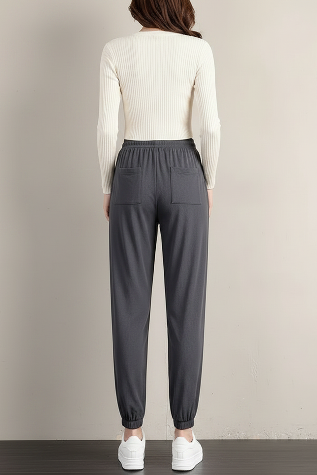 Pantalon Elastique Fluide Femme - Gris Viscose - vue 2