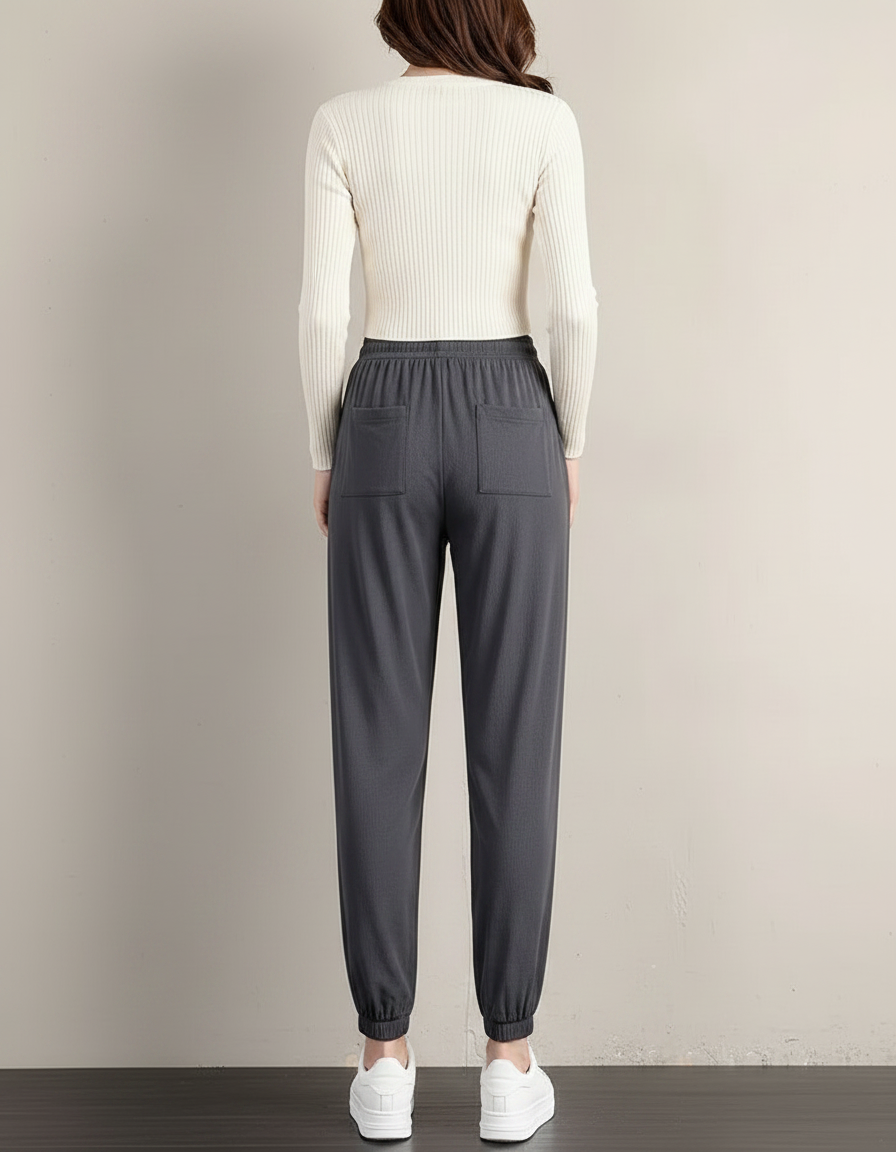 Pantalon Elastique Fluide Femme - Gris Viscose - vue 2