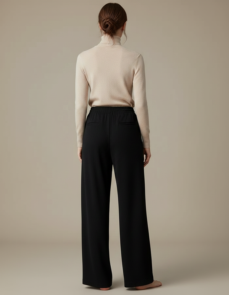 Pantalon Maille Fluide Femme - Noir - vue 2