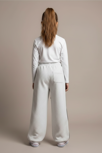 Pantalon Fluide Gris Ample Sport Décontracté Rayures - Molleton - vue 2