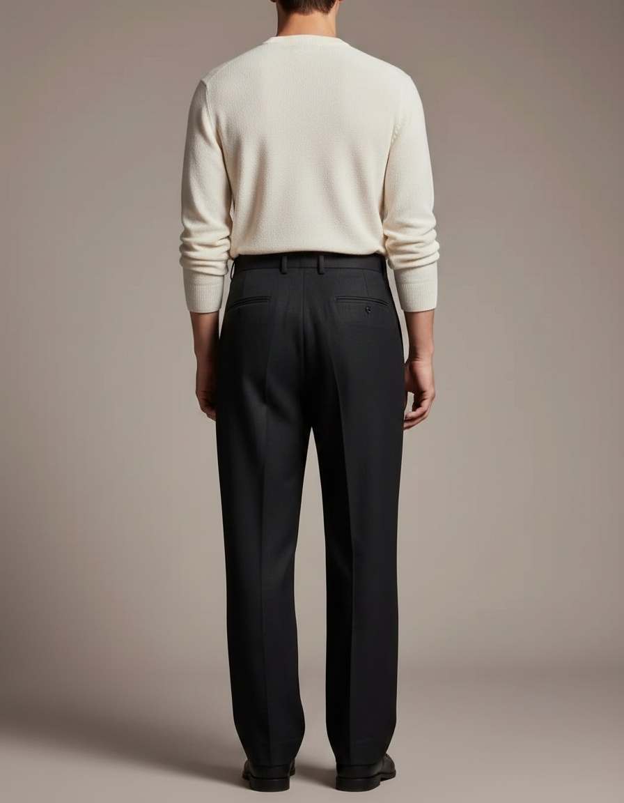 Pantalon Fluide Noir Ample Lin Élégant Plissé Homme - vue 2