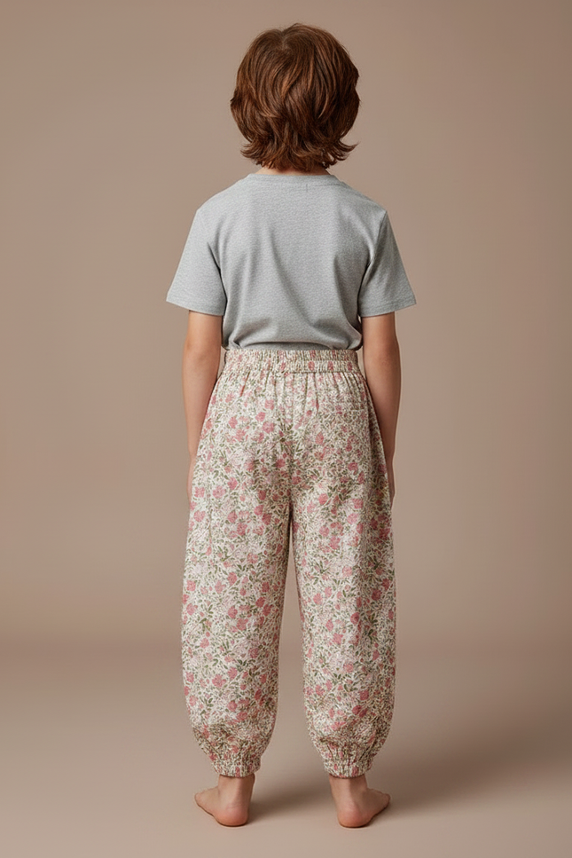 Pantalon Fluide Imprimé Floral Élastique Ample Enfant - Coton - vue 2