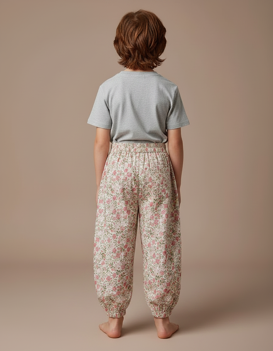 Pantalon Fluide Imprimé Floral Élastique Ample Enfant - Coton - vue 2