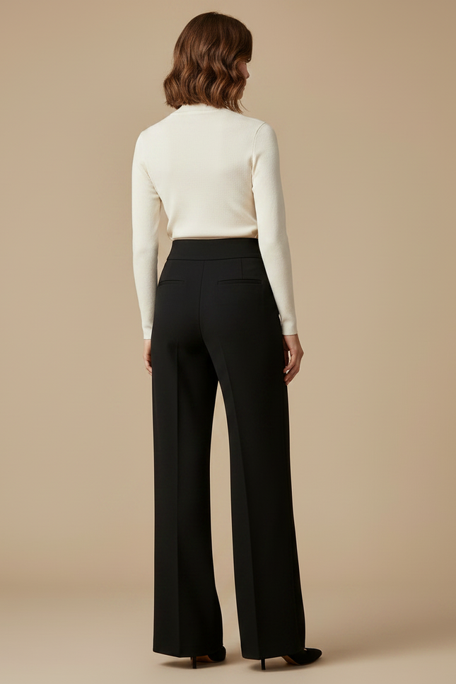 Pantalon Fluide Femme Noir Et Blanc - Polyester - vue 2