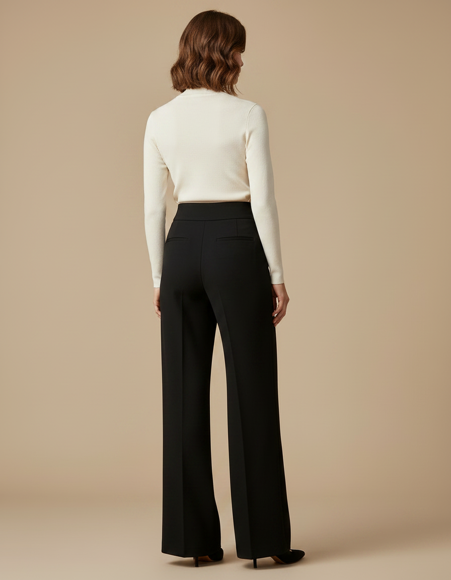 Pantalon Fluide Femme Noir Et Blanc - Polyester - vue 2