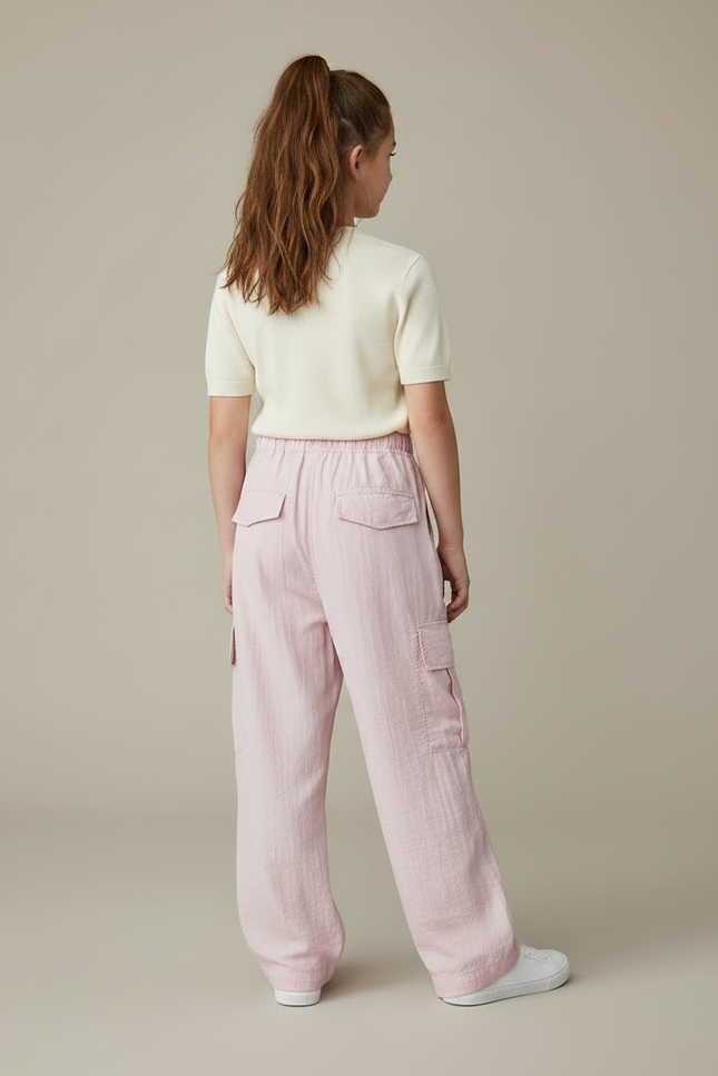 Pantalon Fluide Pastel - Rose Polyester - vue 2