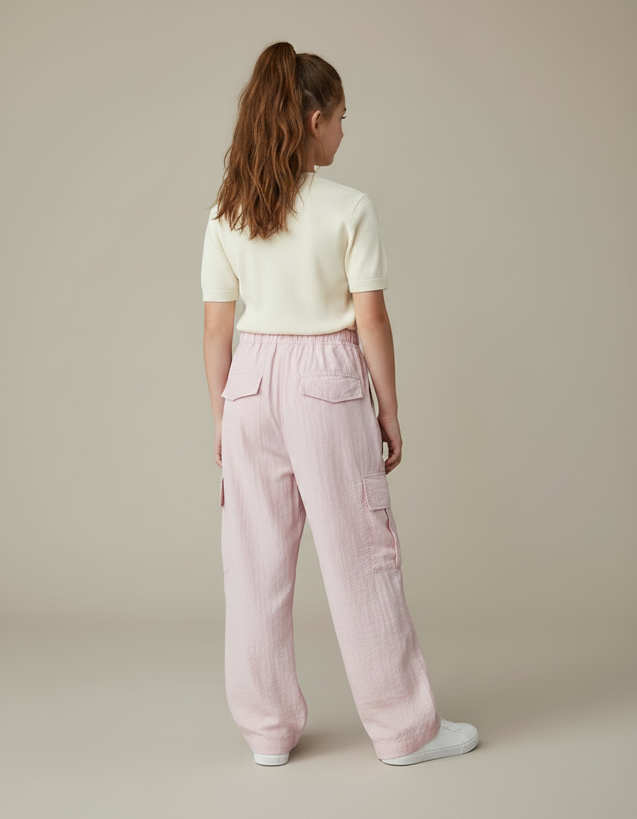 Pantalon Fluide Pastel - Rose Polyester - vue 2