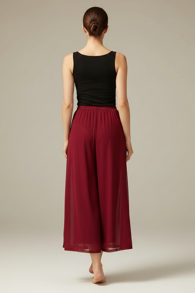 Pantalon Fluide Bordeaux Gaze Ample Danse Classique - Polyester - vue 2