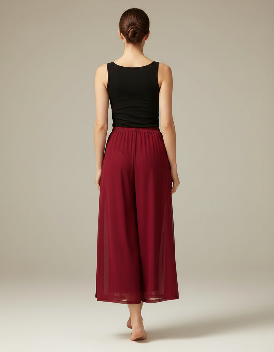 Pantalon Fluide Bordeaux Gaze Ample Danse Classique - Polyester - vue 2