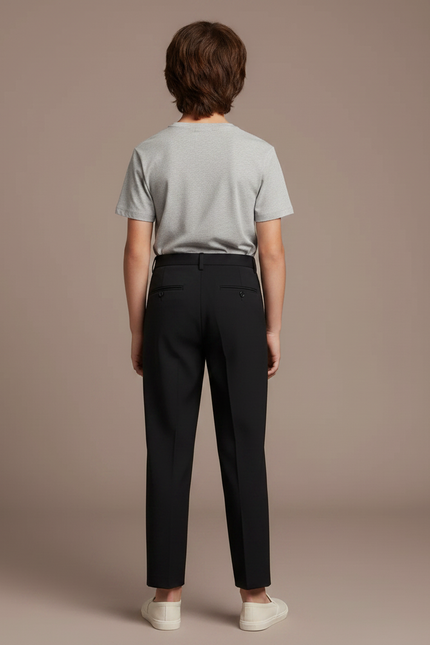 Pantalon Fluide Noir Plissé Ample Décontracté Garçon - Gabardine - vue 2