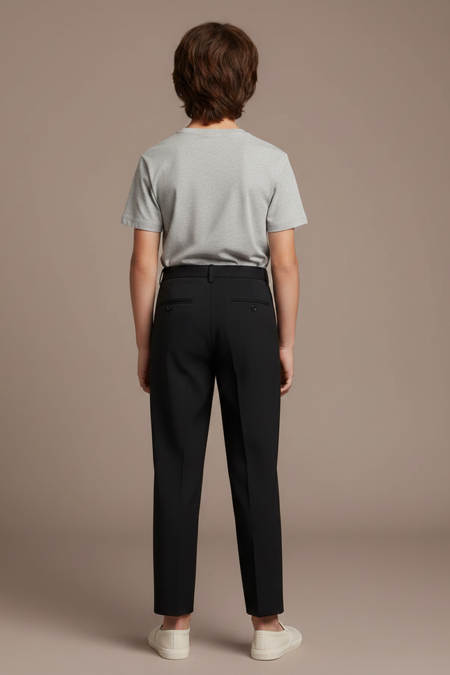 Pantalon Fluide Noir Plissé Ample Décontracté Garçon - Gabardine - vue 2