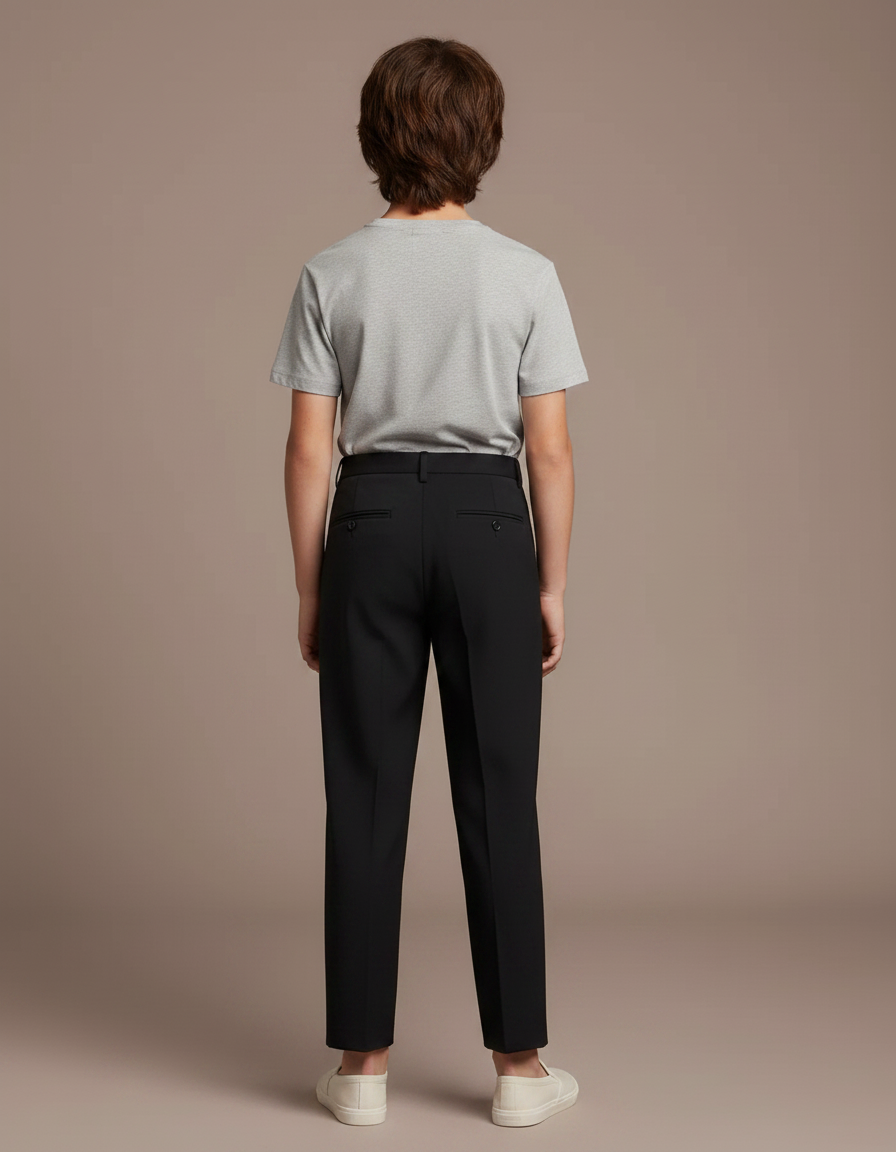 Pantalon Fluide Noir Plissé Ample Décontracté Garçon - Gabardine - vue 2