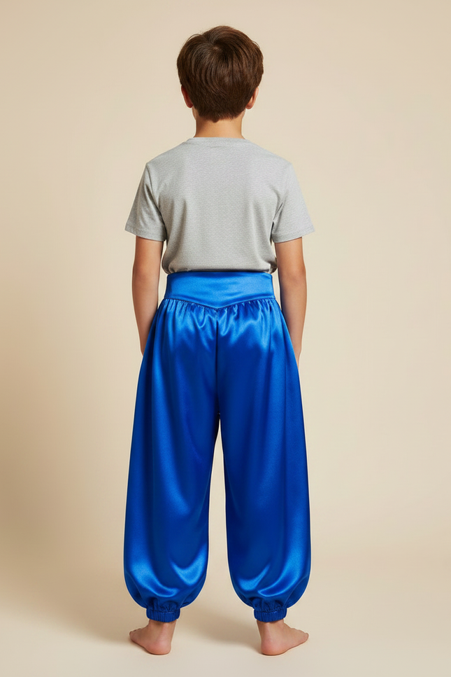 Pantalon Fluide Bleu Royal Satin Ample Enfant - vue 2