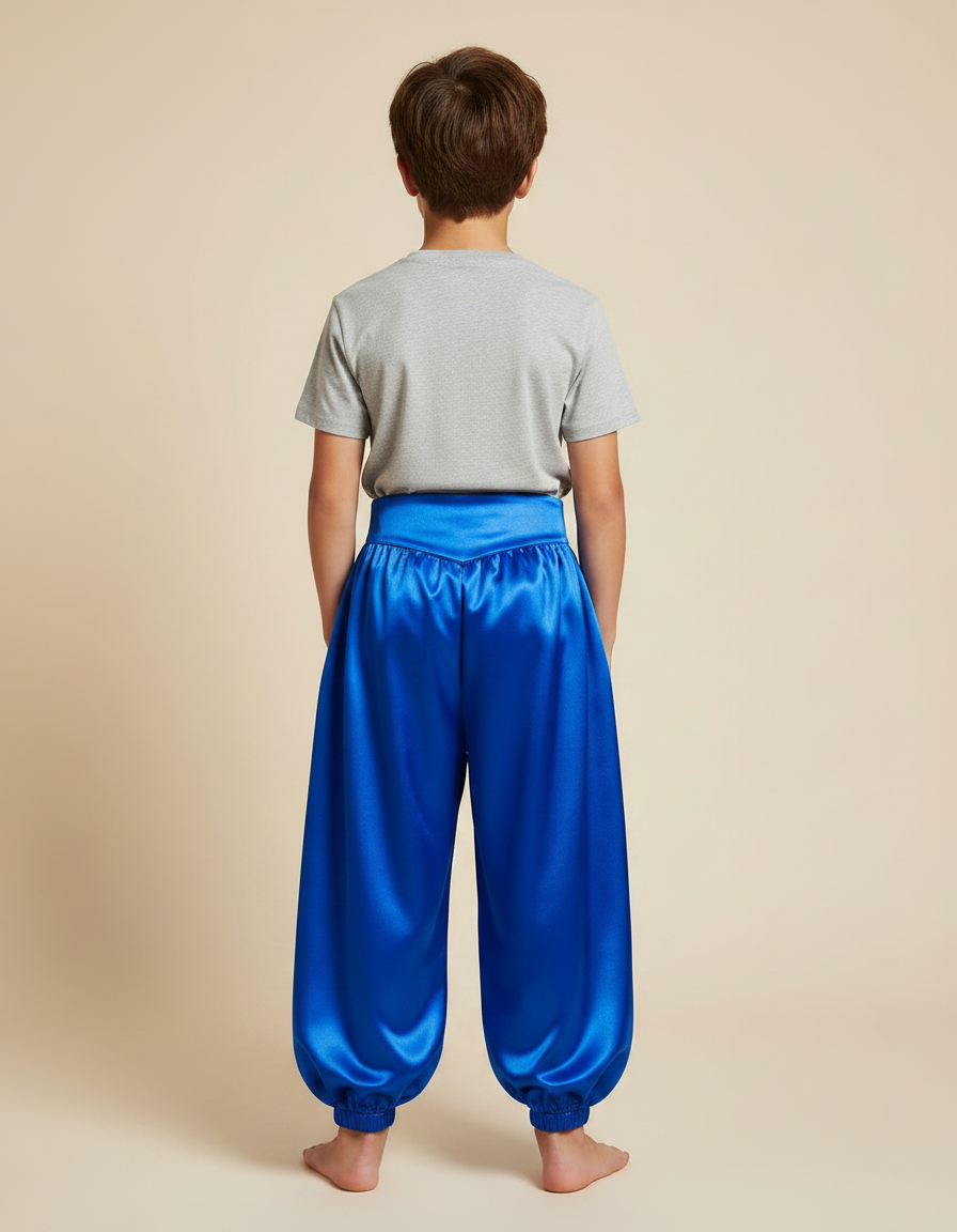 Pantalon Fluide Bleu Royal Satin Ample Enfant - vue 2