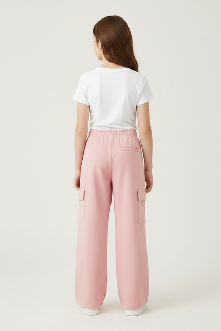 Pantalon Fluide Rose Ample Cargo Poches Latérales - Molleton - vue 2