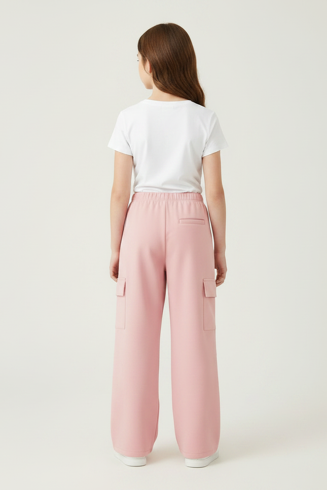 Pantalon Fluide Rose Ample Cargo Poches Latérales - Molleton - vue 2