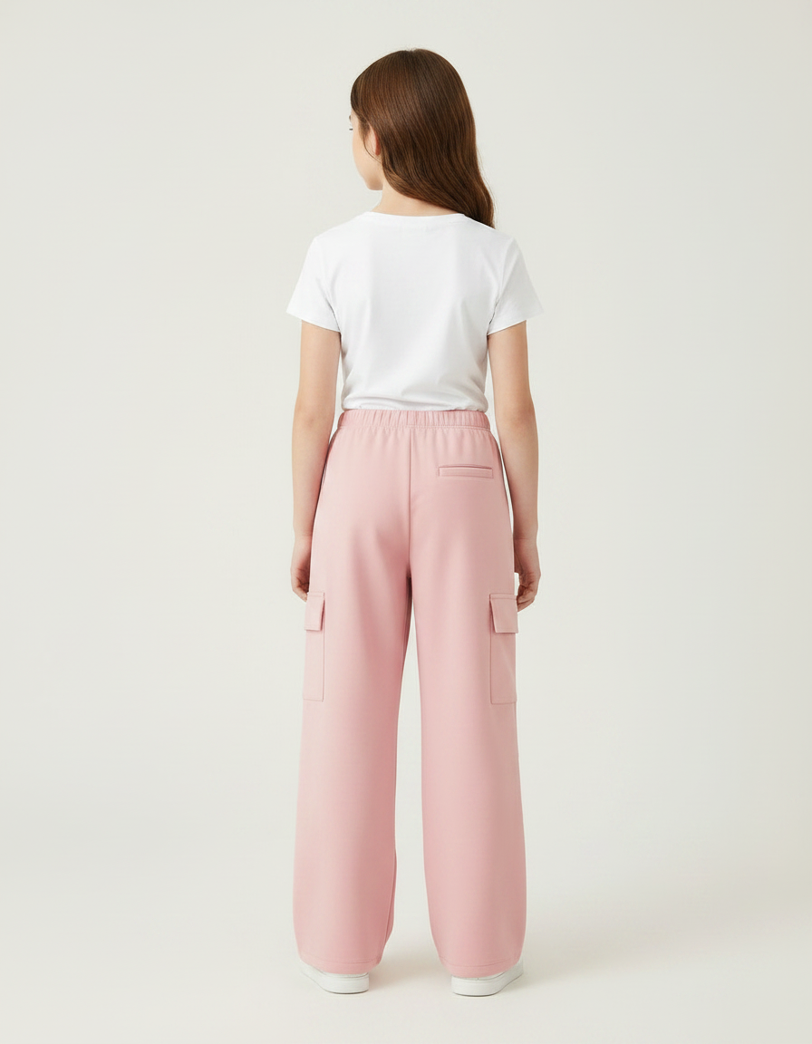 Pantalon Fluide Rose Ample Cargo Poches Latérales - Molleton - vue 2