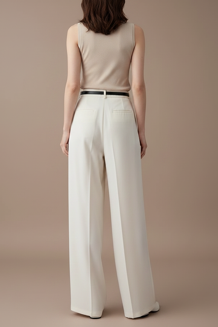 Pantalon Fluide Curvy - Blanc Polyester - vue 2
