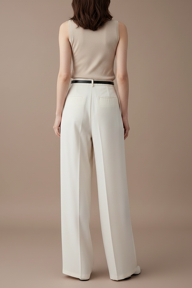 Pantalon Fluide Curvy - Blanc Polyester - vue 2