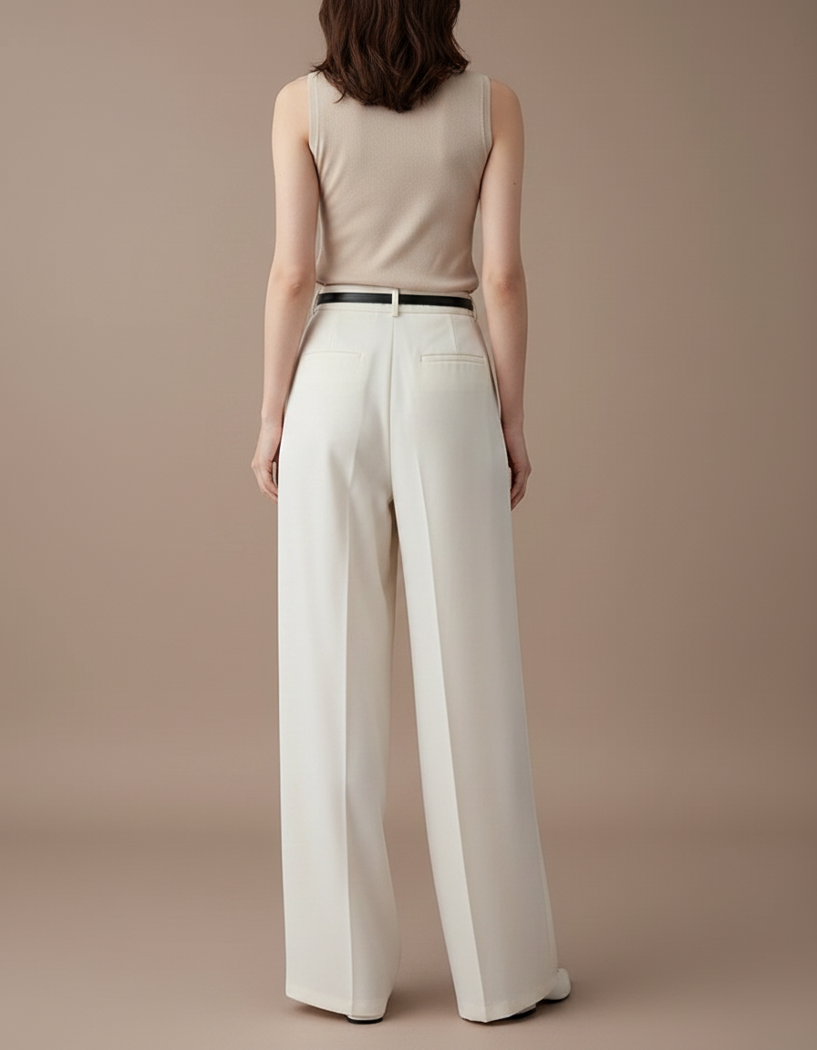 Pantalon Fluide Curvy - Blanc Polyester - vue 2