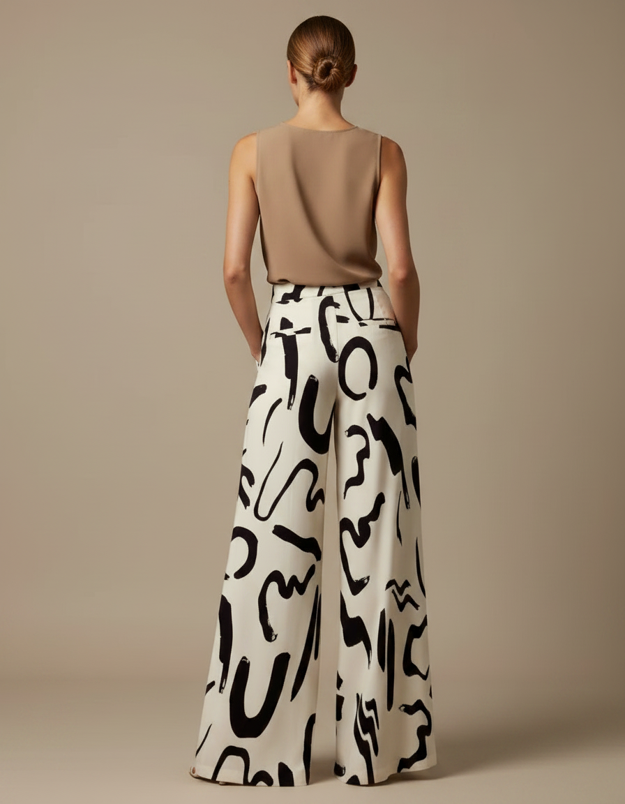 Pantalon Fluide Imprimé Large Élégant Femme - Viscose - vue 2