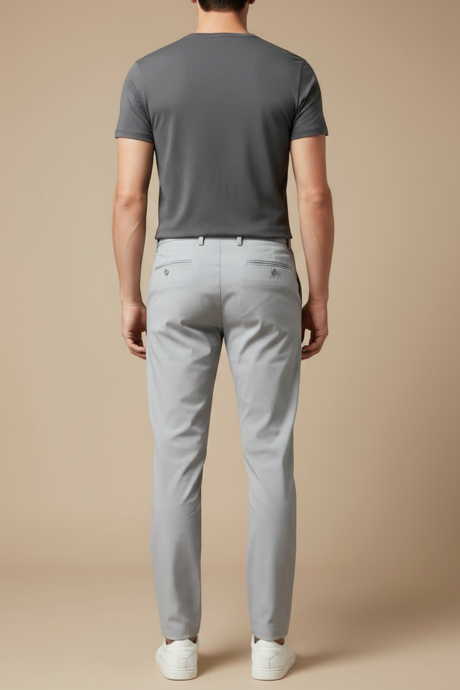 Pantalon Fluide Gris Clair Droit Décontracté Homme - Polyester - vue 2
