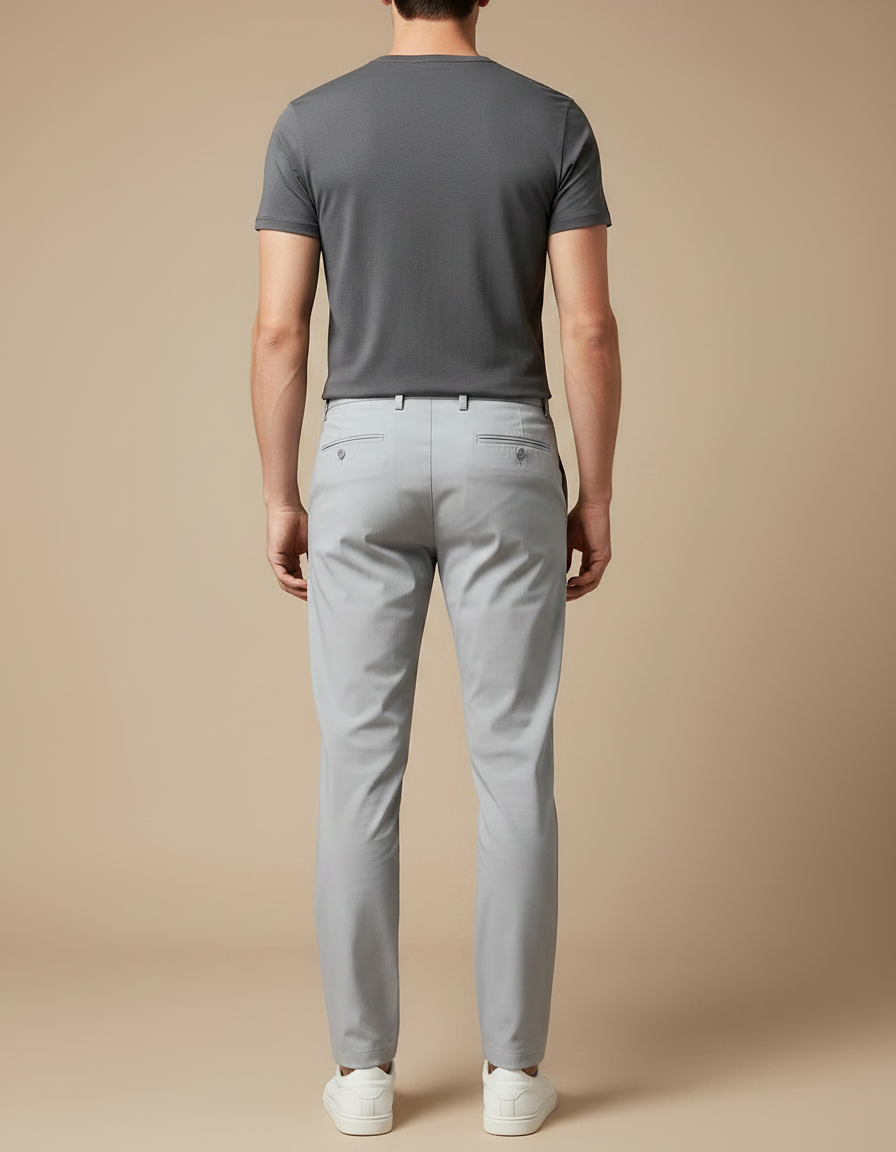Pantalon Fluide Gris Clair Droit Décontracté Homme - Polyester - vue 2