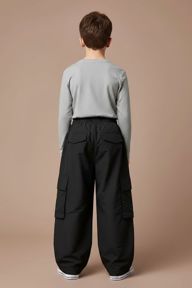 Pantalon Fluide Garçon Noir Coupe Ample - Polyester - vue 2