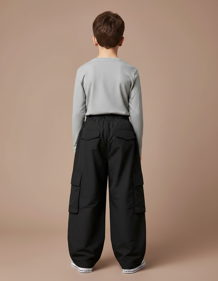 Pantalon Fluide Garçon Noir Coupe Ample - Polyester - vue 2