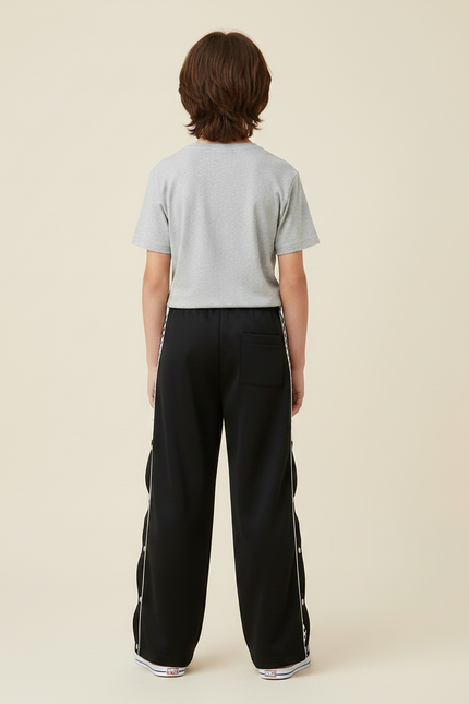 Pantalon Fluide Ouvert Sur Le Cote - Noir Polyester - vue 2