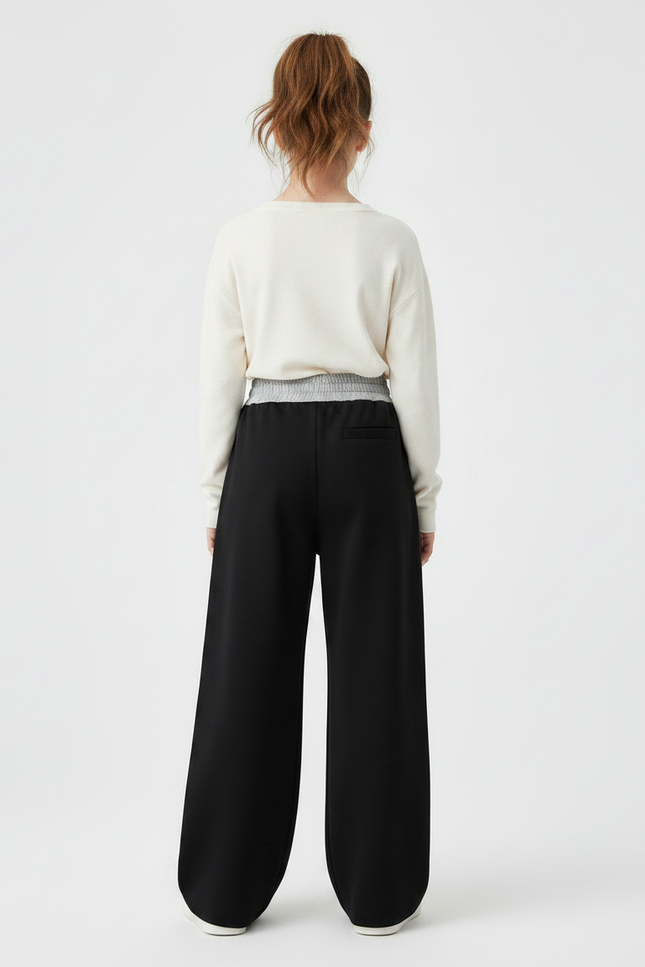 Pantalon Fluide Noir Ample Coton Sportif Fille - Molleton - vue 2