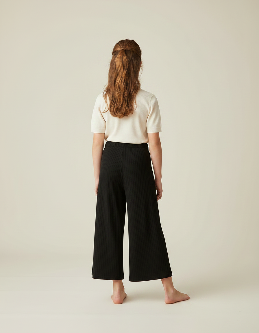Pantalon Fluide Noir Fille - Maille - vue 2