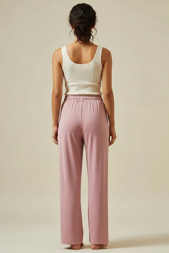 Pantalon Fluide Femme Rose Palazzo - Viscose - vue 2