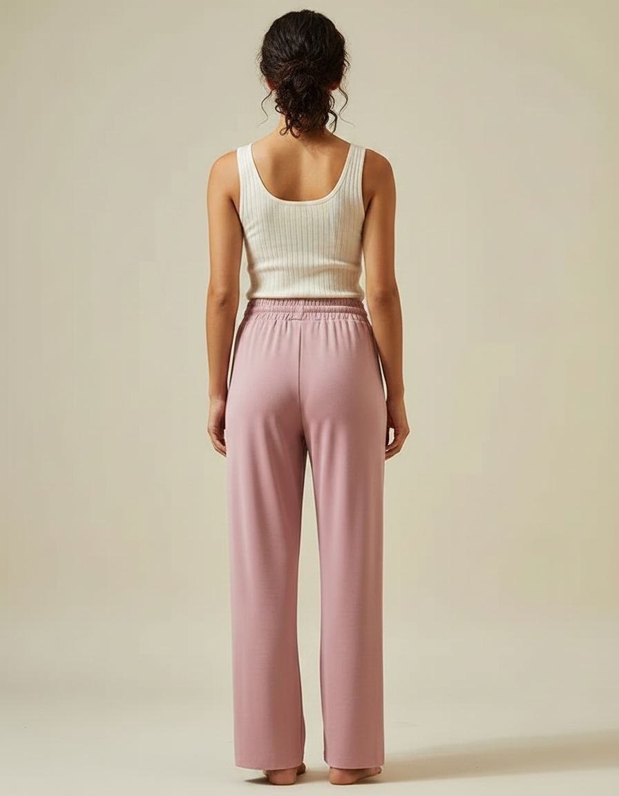 Pantalon Fluide Femme Rose Palazzo - Viscose - vue 2
